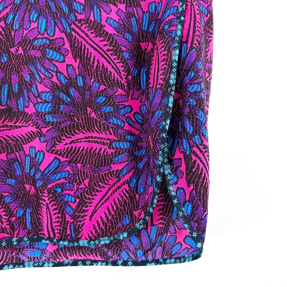 J.Crew Purple Pink Midnight Floral Cocoon Silk Sleeveless Blouse Top sz 8 - Picture 3 of 7